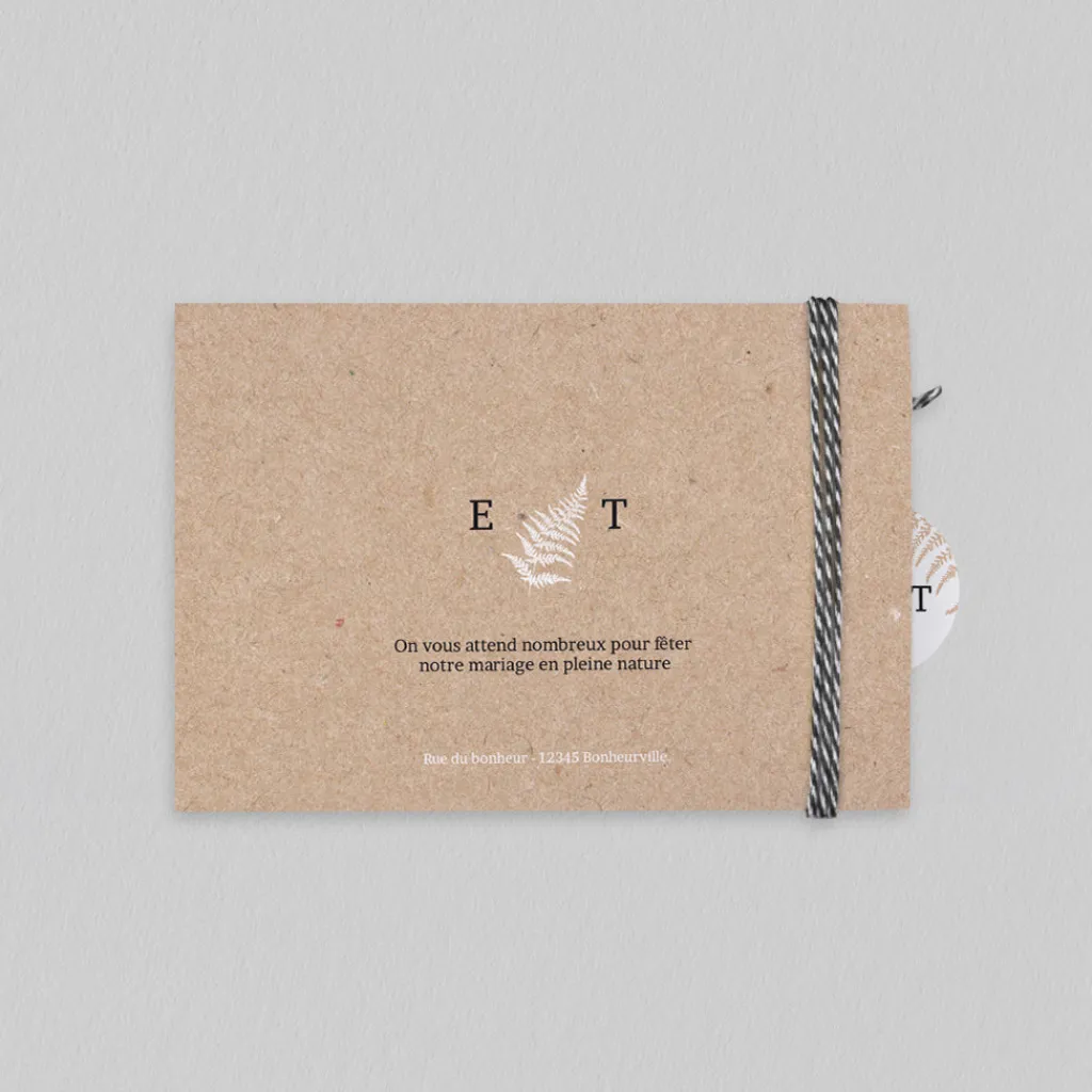 Faire-part Mariage Bohème | Faire-part Mariage Champêtre^Planet cards Fougère et Kraft