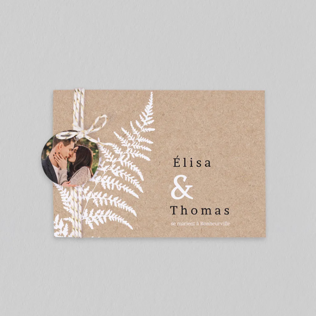 Faire-part Mariage Bohème | Faire-part Mariage Champêtre^Planet cards Fougère et Kraft