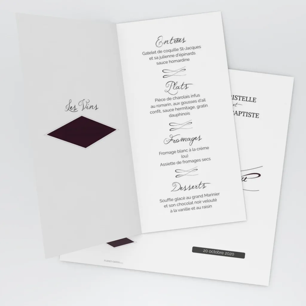 Menu De Mariage^Planet cards Gatsby