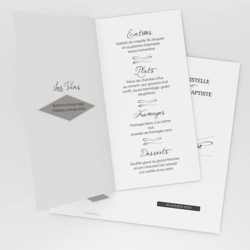 Menu De Mariage^Planet cards Gatsby