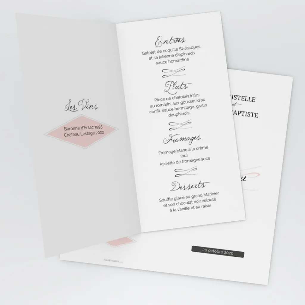Menu De Mariage^Planet cards Gatsby