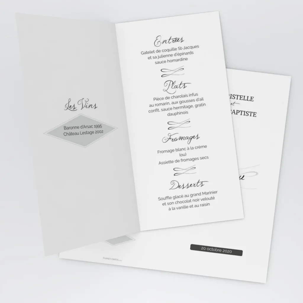 Menu De Mariage^Planet cards Gatsby