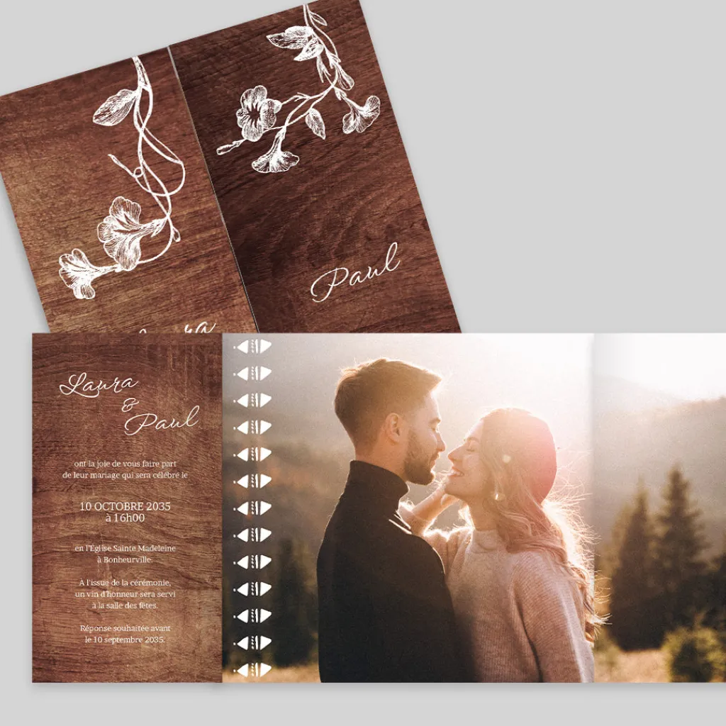 Faire-part Mariage Champêtre | Gamme Complète^Planet cards Gravures et bois
