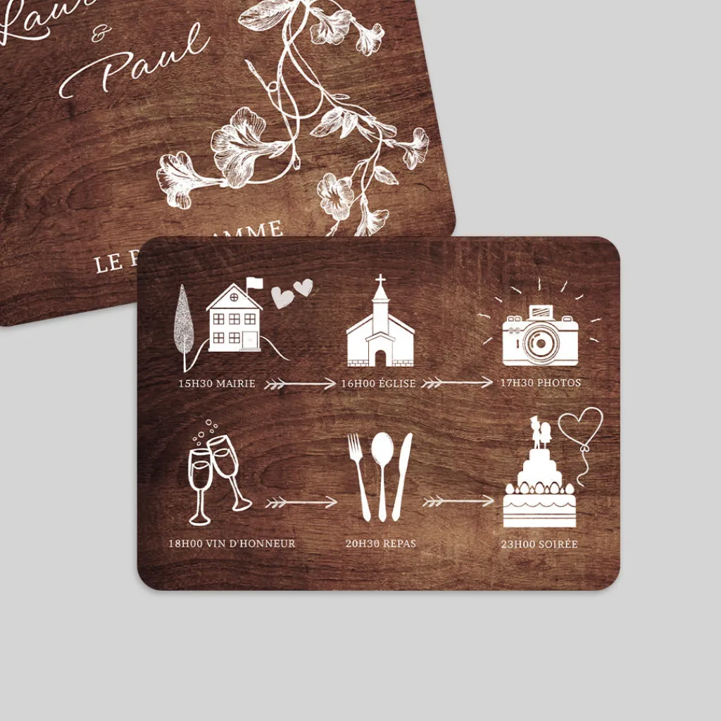 Programme De Mariage^Planet cards Gravures et bois