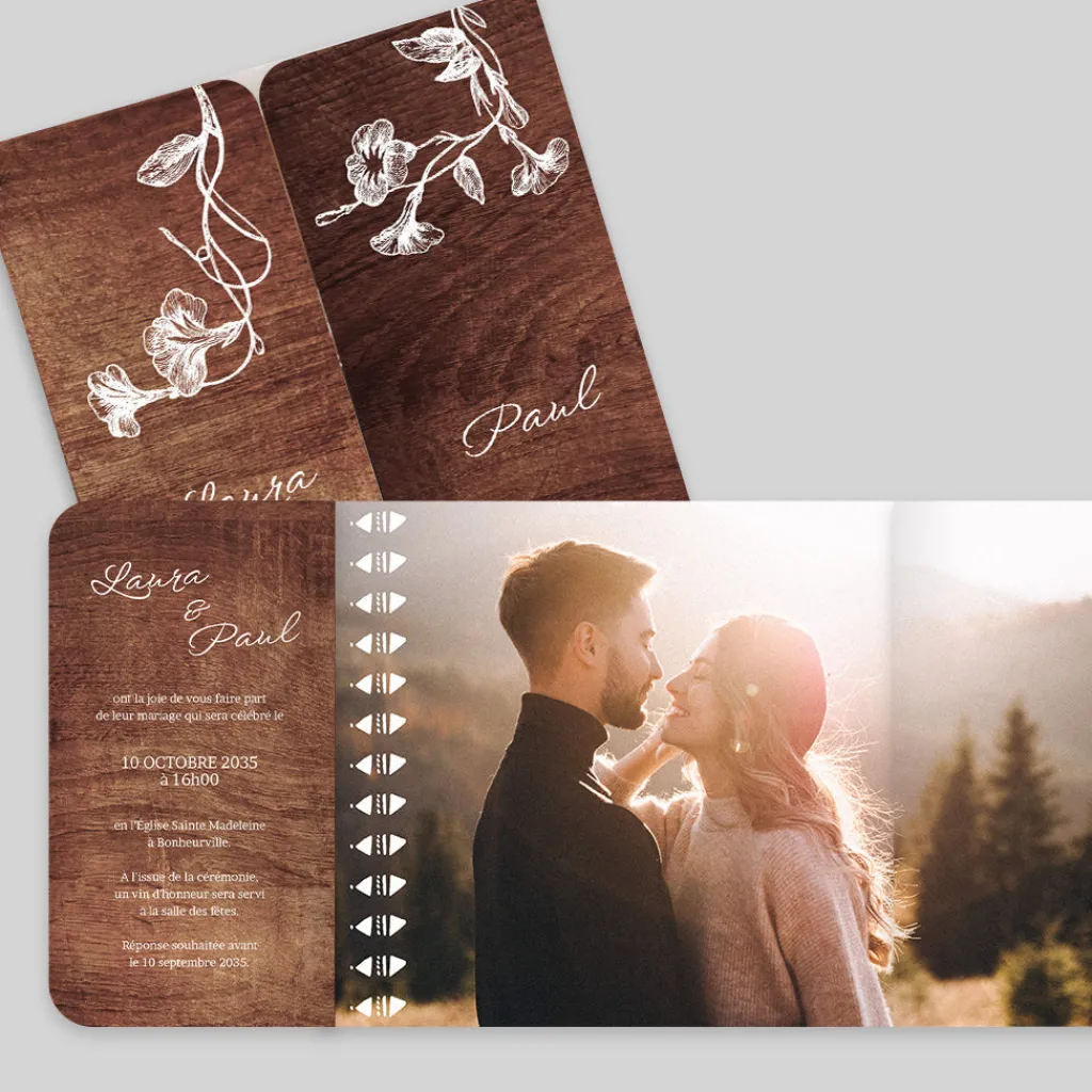 Faire-part Mariage Champêtre | Gamme Complète^Planet cards Gravures et bois