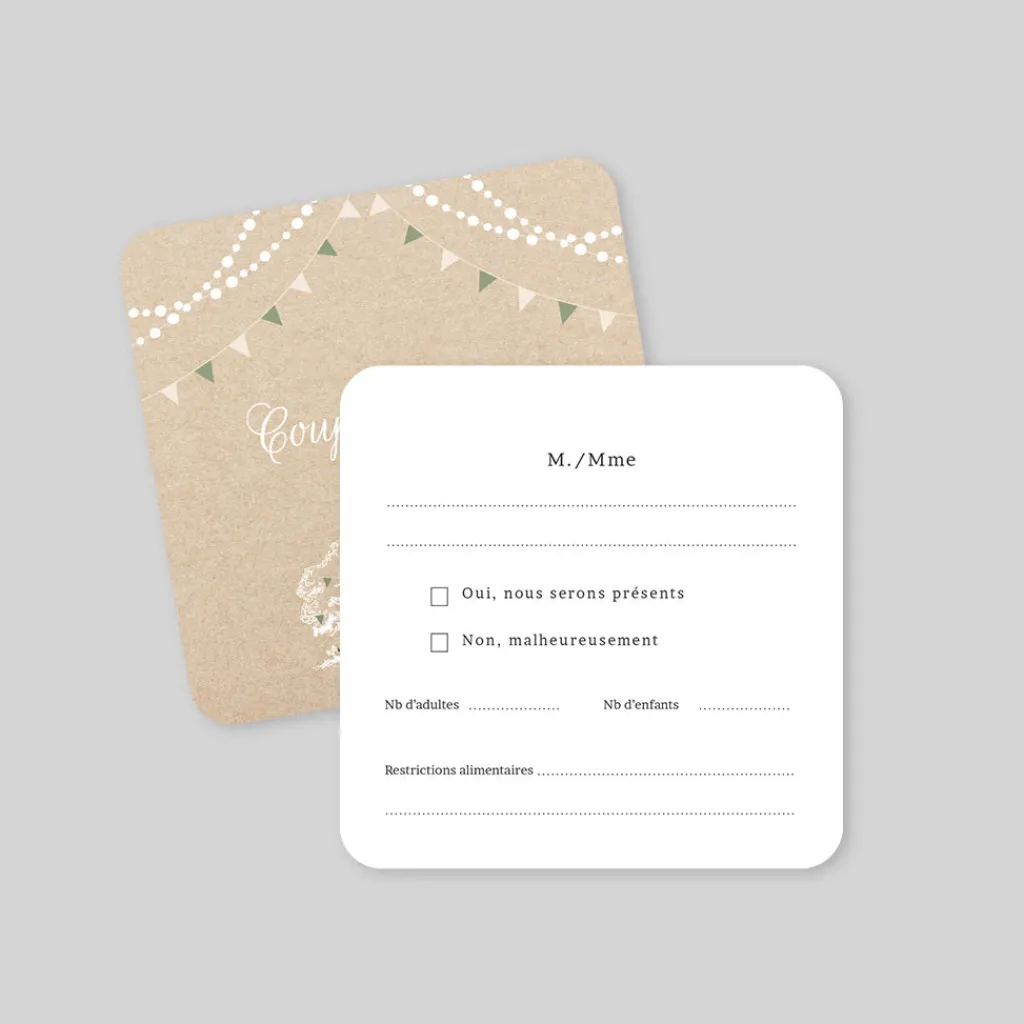 Coupon-réponse Mariage^Planet cards Guinguette et Lumières