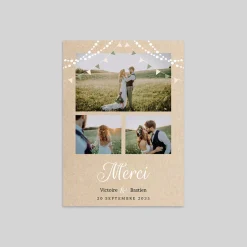 Carte Remerciement Mariage Champêtre^Planet cards Guinguette et Lumières Bohème