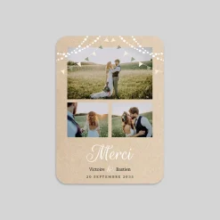 Carte Remerciement Mariage Champêtre^Planet cards Guinguette et Lumières Bohème