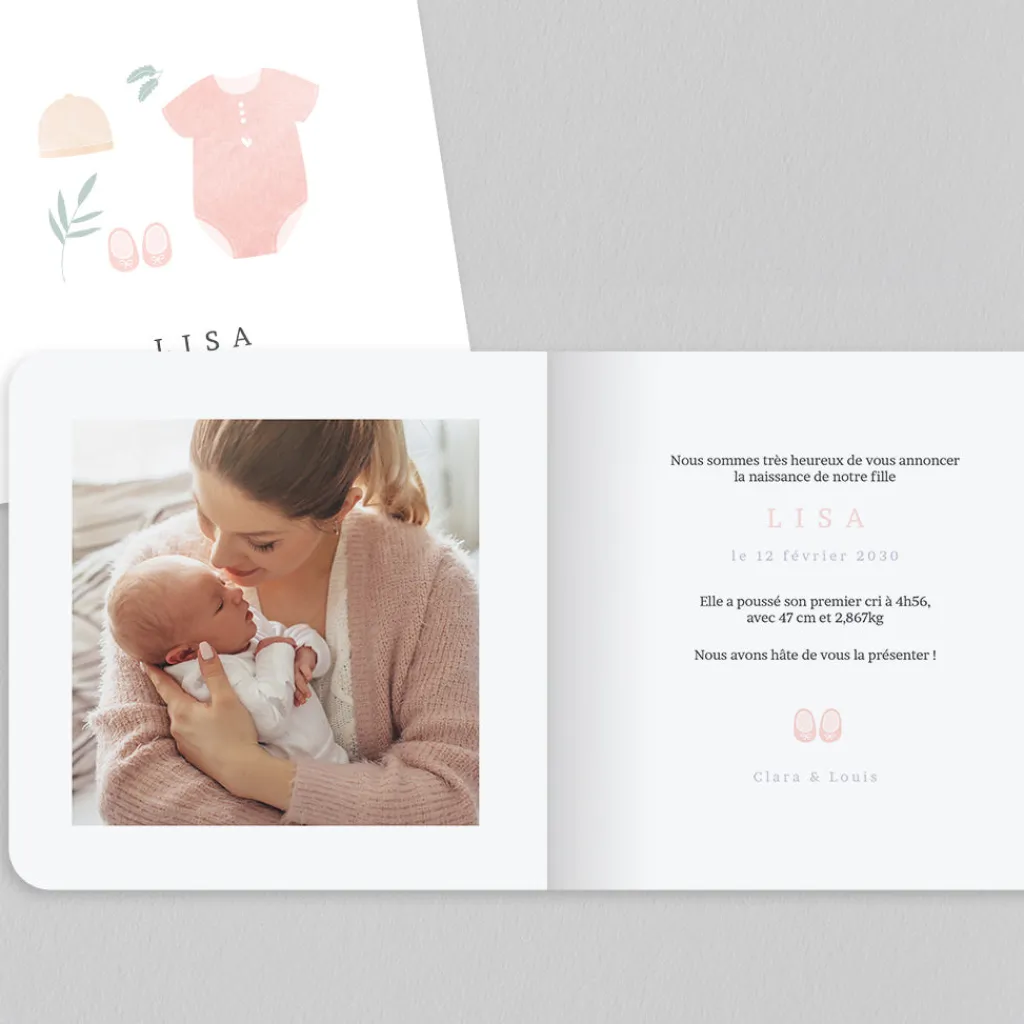 Faire-part Naissance Fille^Planet cards Habits de Naissance