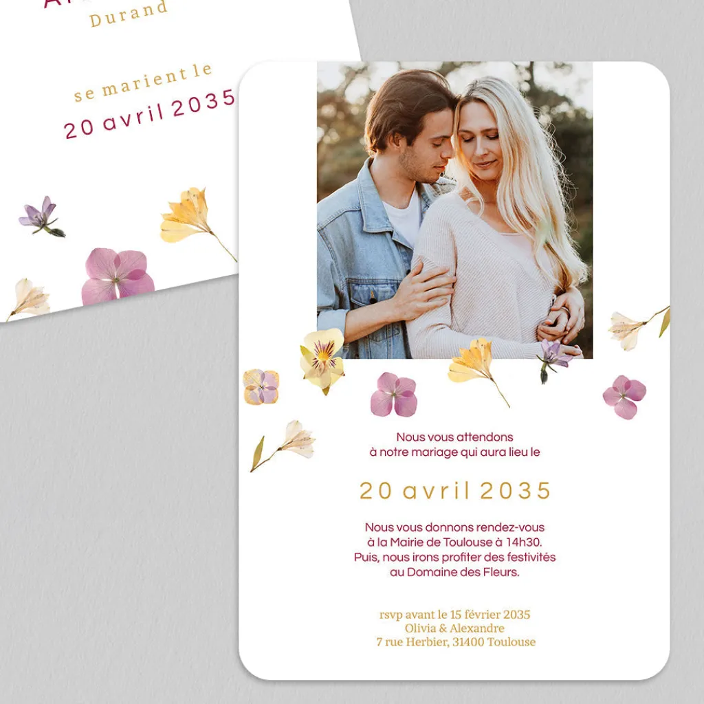Faire-part Mariage Champêtre^Planet cards Herbier