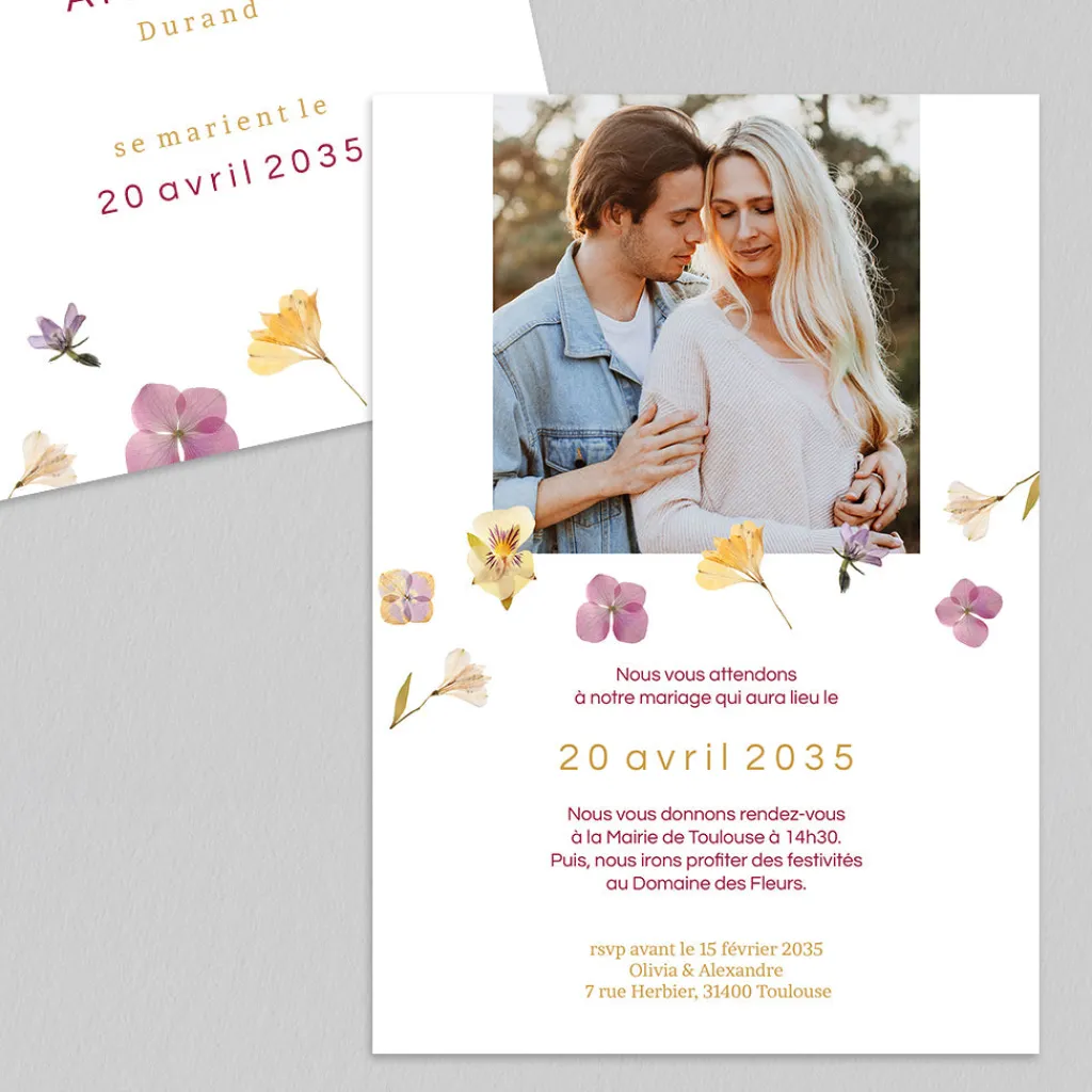 Faire-part Mariage Champêtre^Planet cards Herbier