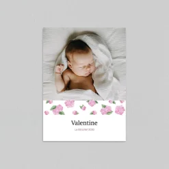 Faire-part Naissance Fille^Planet cards Hortensia du Jardin