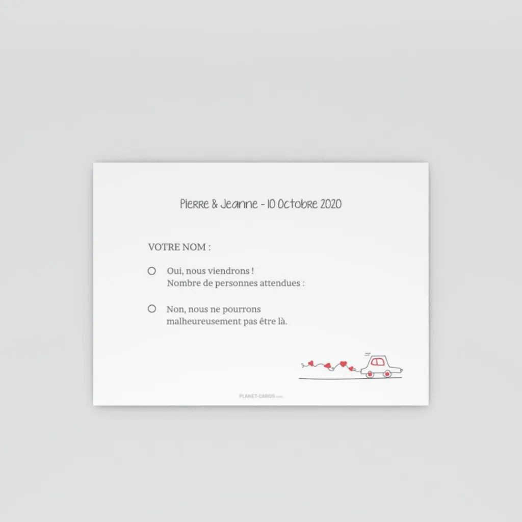 Coupon-réponse Mariage^Planet cards Illustration papa et maman
