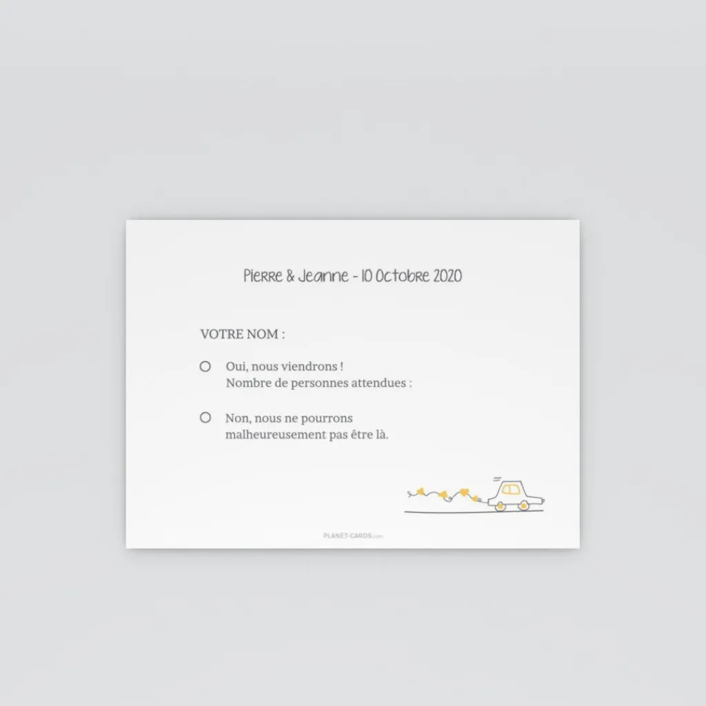 Coupon-réponse Mariage^Planet cards Illustration papa et maman