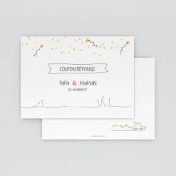 Coupon-réponse Mariage^Planet cards Illustration papa et maman