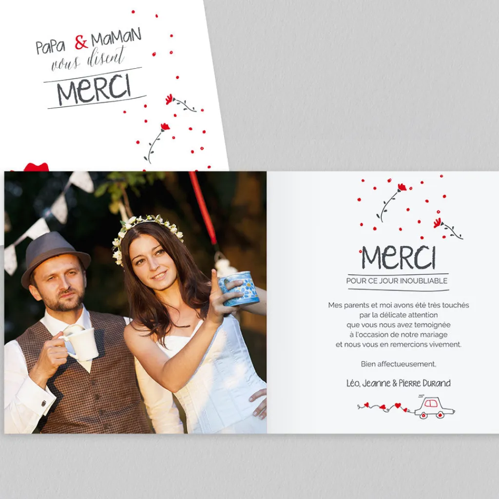 Carte Remerciement Mariage Originale^Planet cards Illustration papa et maman