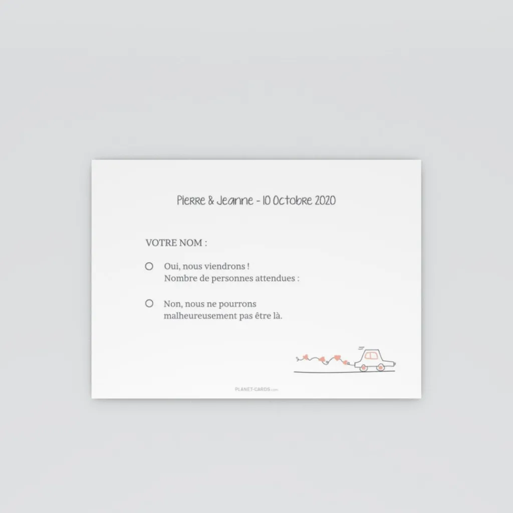 Coupon-réponse Mariage^Planet cards Illustration papa et maman