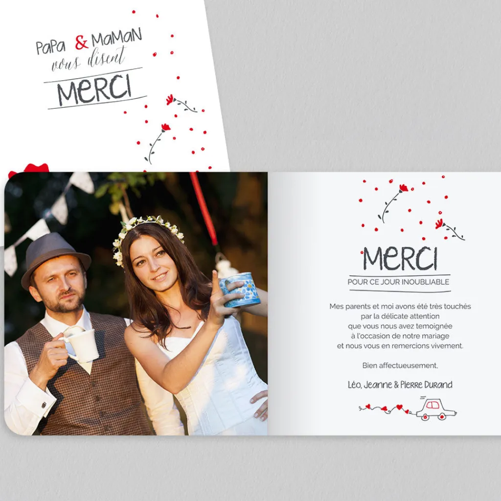 Carte Remerciement Mariage Originale^Planet cards Illustration papa et maman