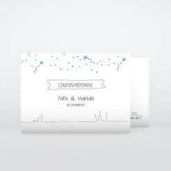 Coupon-réponse Mariage^Planet cards Illustration papa et maman