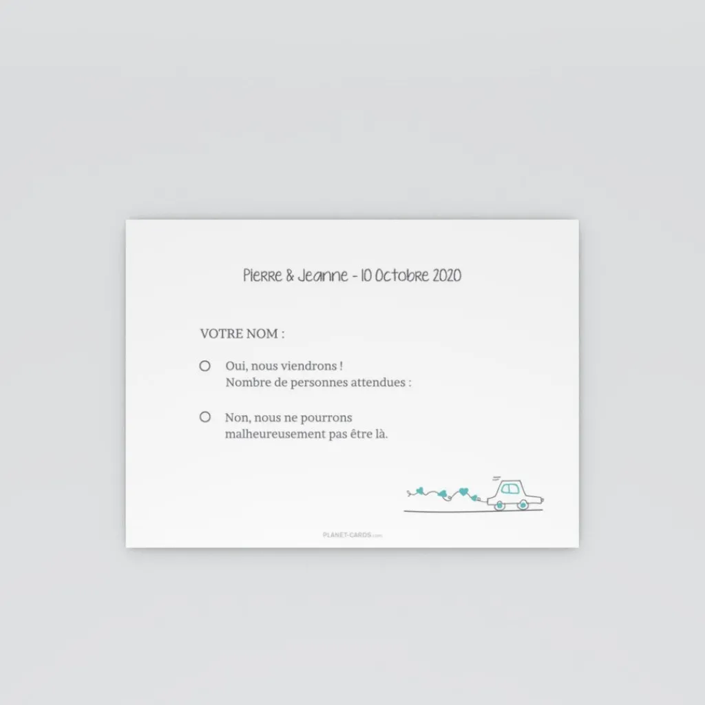 Coupon-réponse Mariage^Planet cards Illustration papa et maman