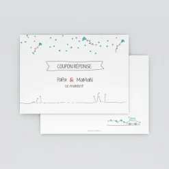 Coupon-réponse Mariage^Planet cards Illustration papa et maman