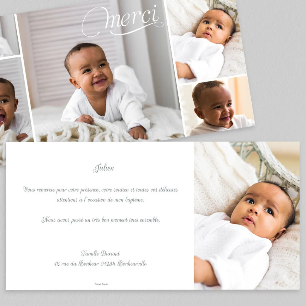 Carte Remerciement Baptême Photo^Planet cards Instant Inoubliable