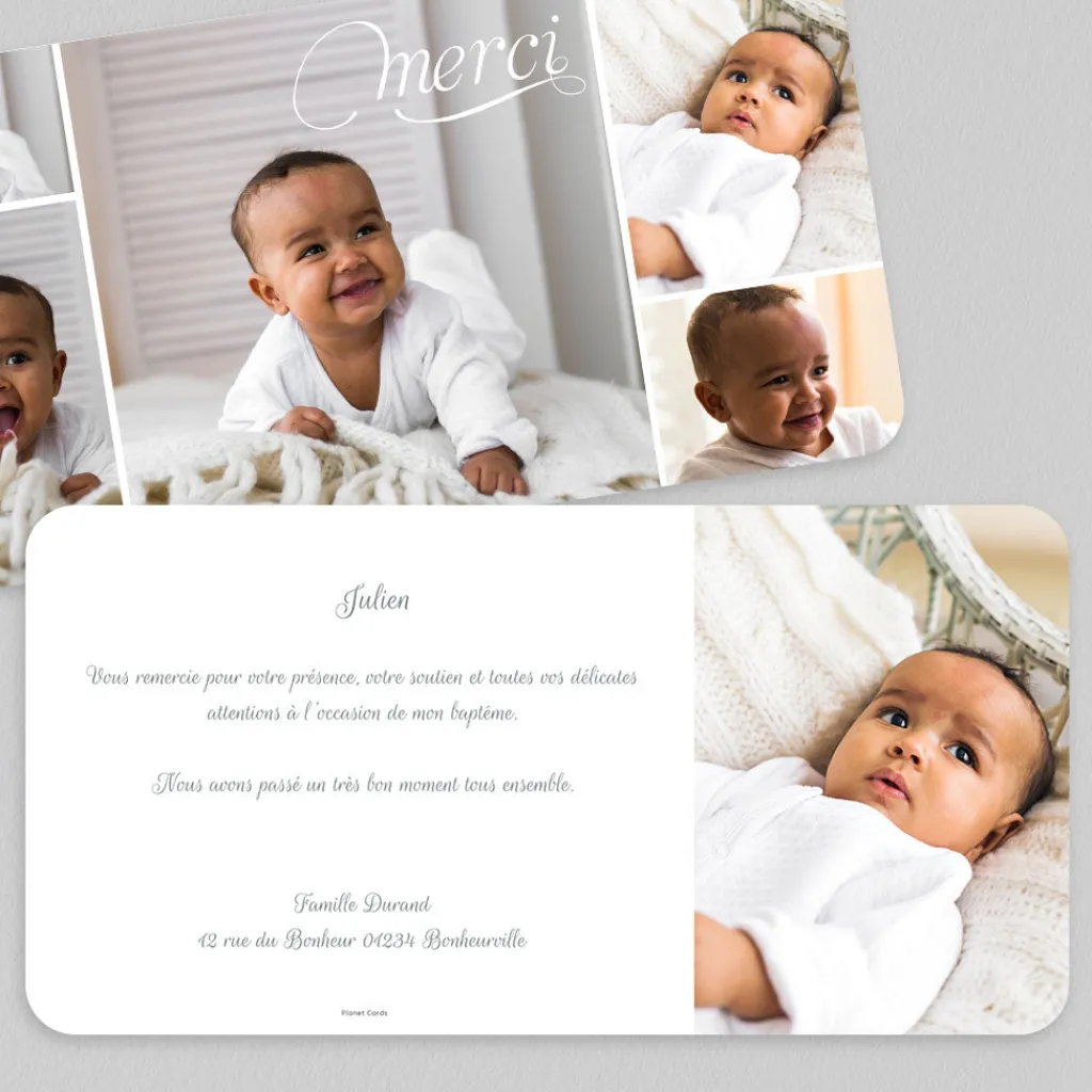 Carte Remerciement Baptême Photo^Planet cards Instant Inoubliable