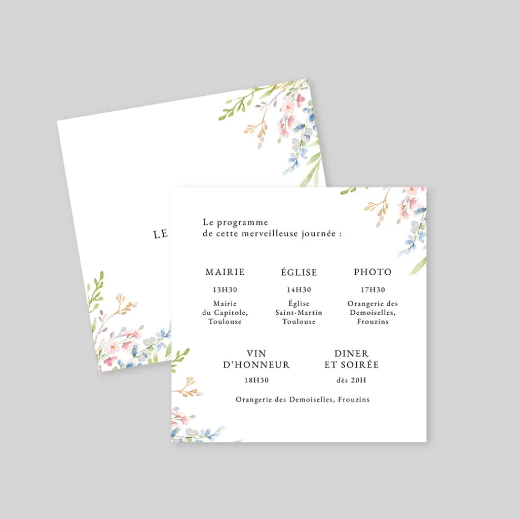 Programme De Mariage^Planet cards Jardin de Fleurs
