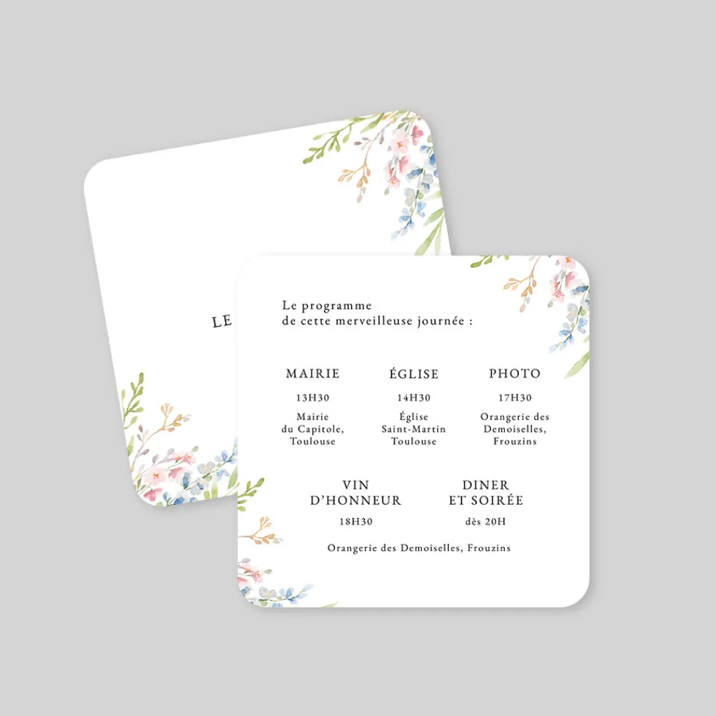 Programme De Mariage^Planet cards Jardin de Fleurs