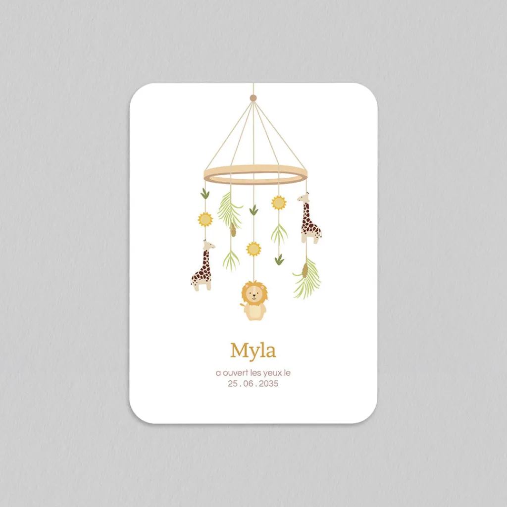 Faire-part Naissance Animaux | Faire-part Naissance Fille^Planet cards Joli Mobile Savane