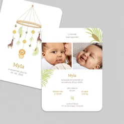 Faire-part Naissance Animaux | Faire-part Naissance Fille^Planet cards Joli Mobile Savane