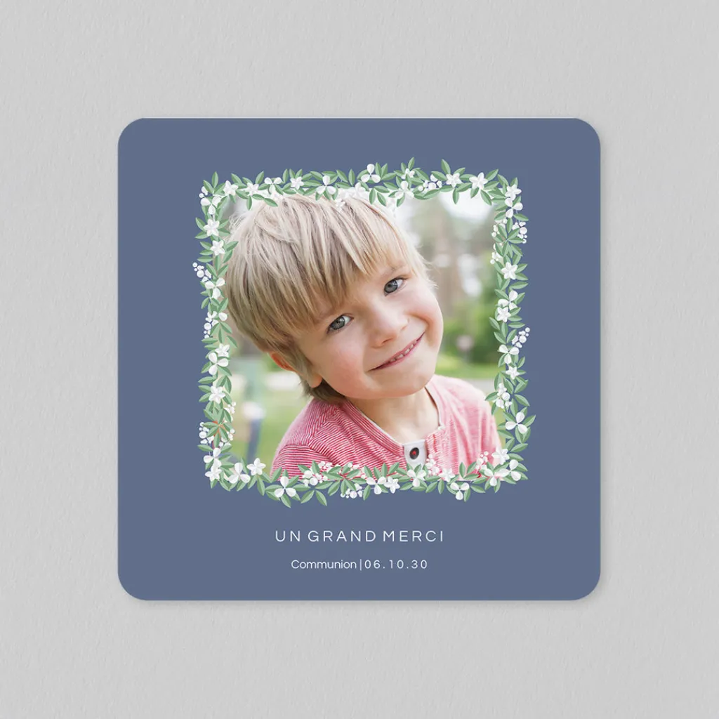 Carte Remerciement Communion^Planet cards Jolie Couronne Fleurie