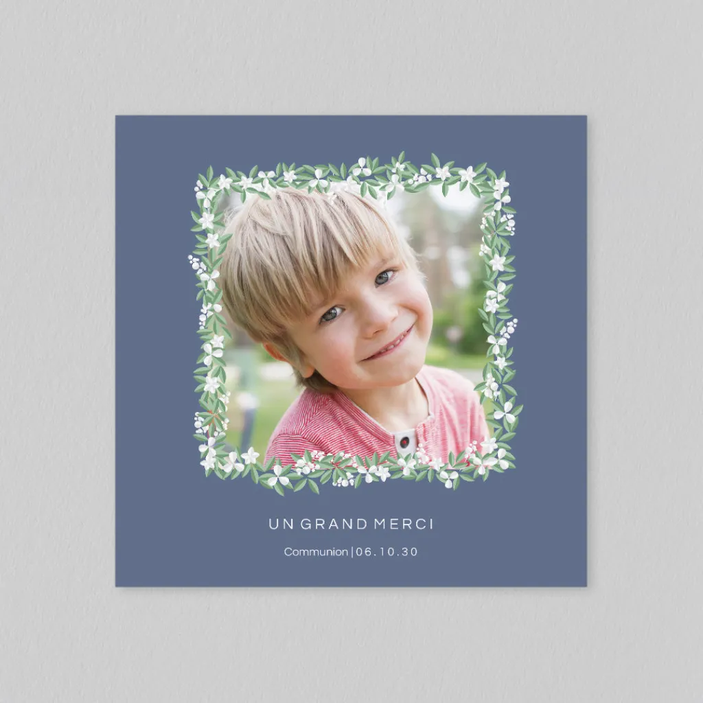 Carte Remerciement Communion^Planet cards Jolie Couronne Fleurie