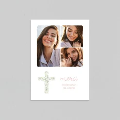 Carte Remerciement Confirmation^Planet cards Jolie Croix Champêtre