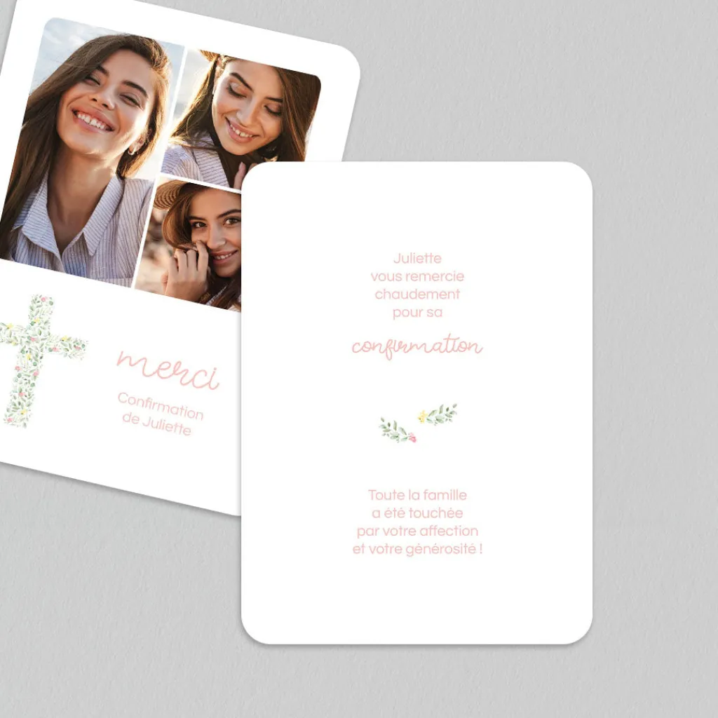 Carte Remerciement Confirmation^Planet cards Jolie Croix Champêtre