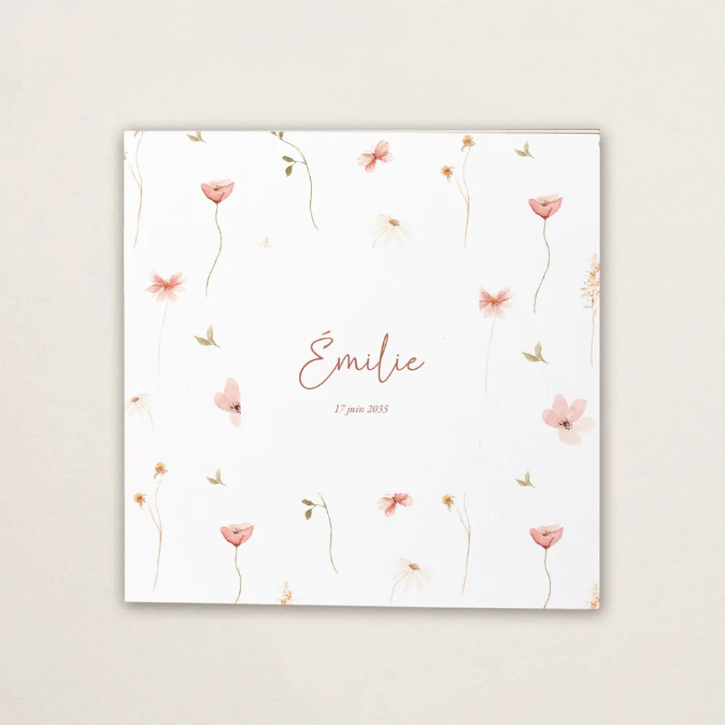 Faire-part Naissance Fille^Planet cards Jolies fleurs champêtres