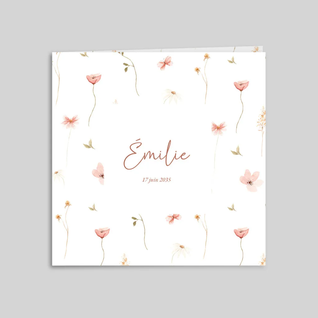 Faire-part Naissance Fille^Planet cards Jolies fleurs champêtres