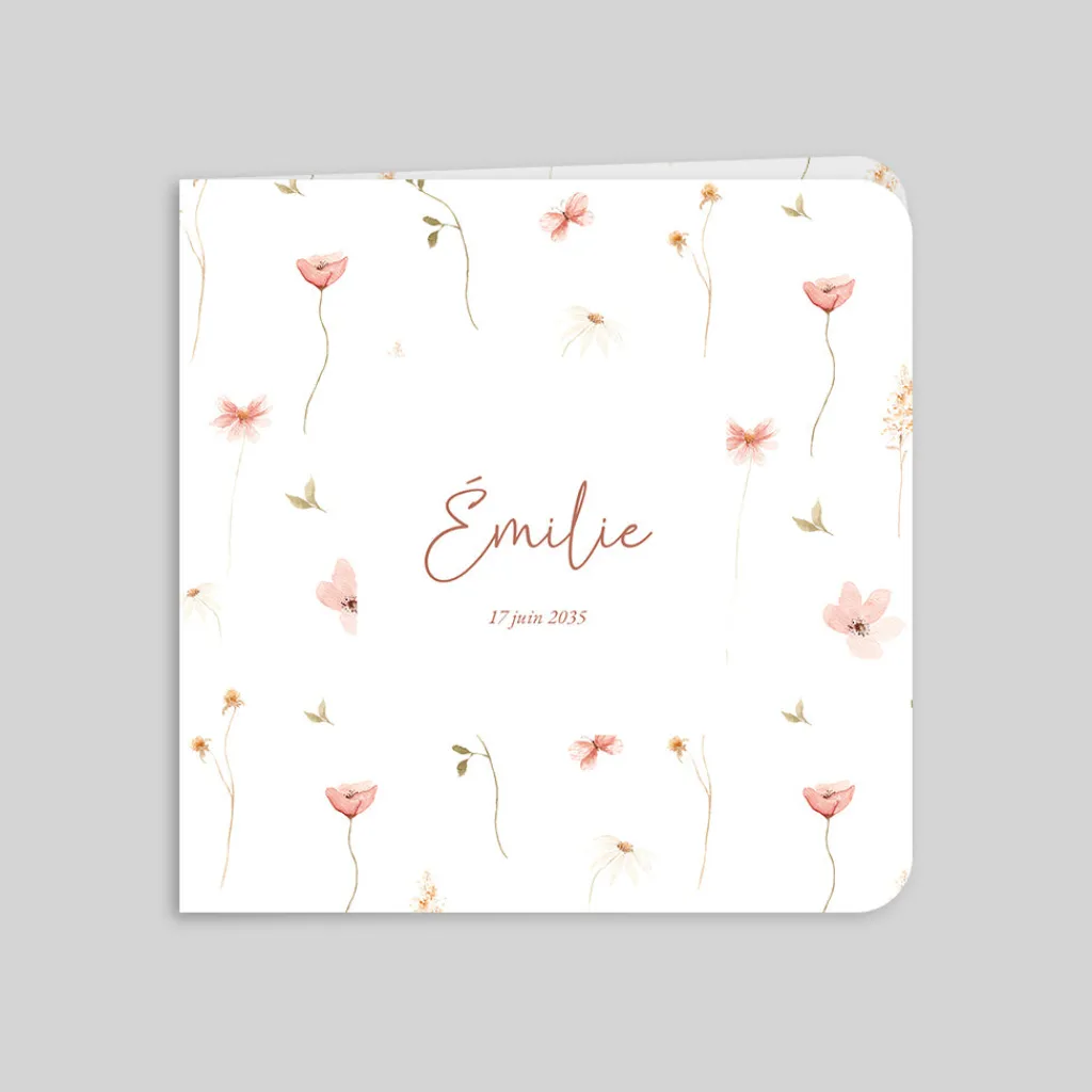 Faire-part Naissance Fille^Planet cards Jolies fleurs champêtres