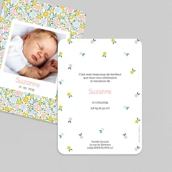 Créations En Collaboration | Faire-part Naissance Fille^Planet cards Jolies Fleurs Liberty