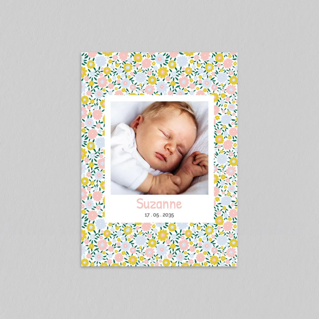Créations En Collaboration | Faire-part Naissance Fille^Planet cards Jolies Fleurs Liberty
