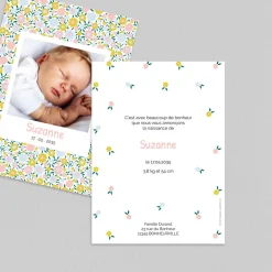 Créations En Collaboration | Faire-part Naissance Fille^Planet cards Jolies Fleurs Liberty