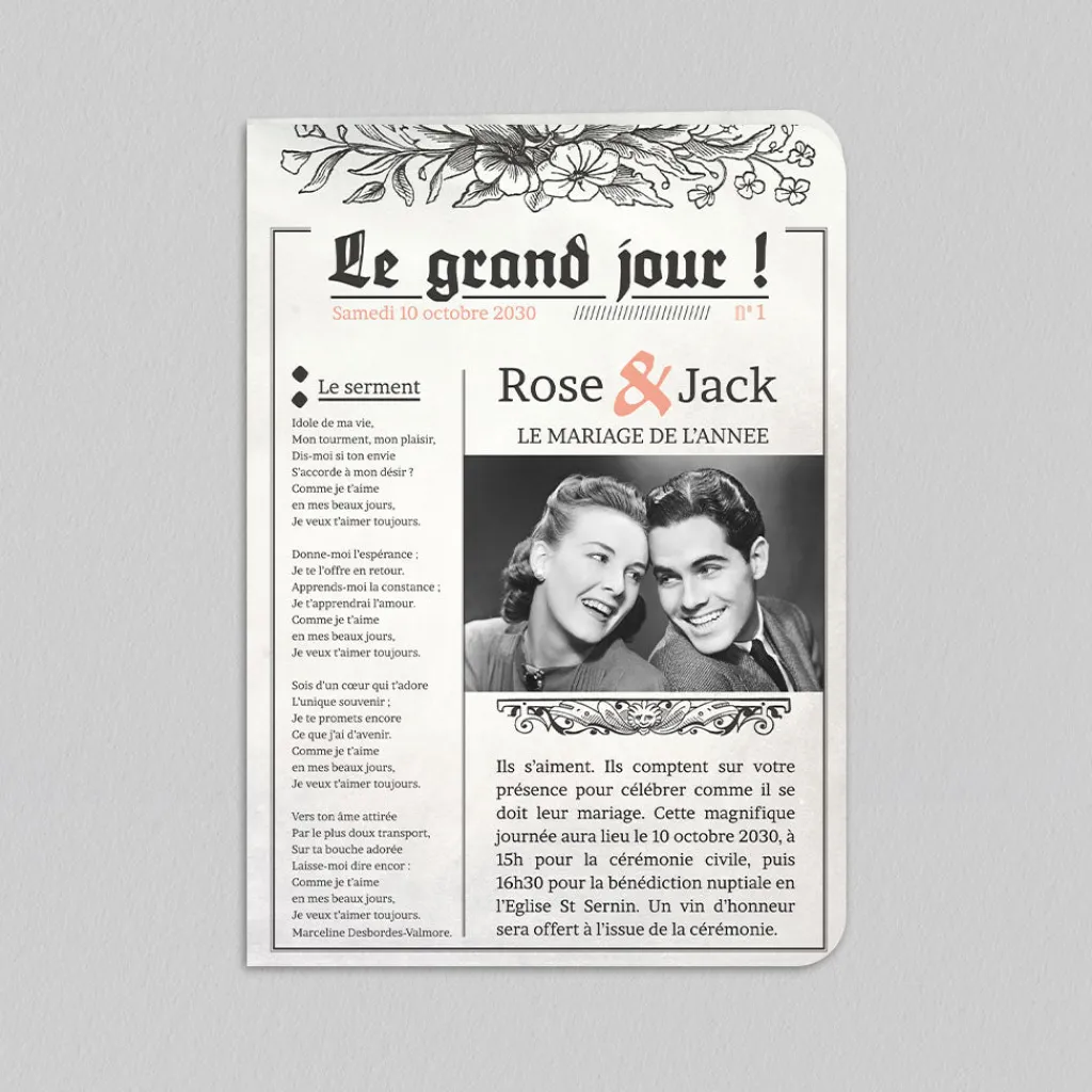 Faire-part Mariage Original | Gamme Complète^Planet cards Journal ancien