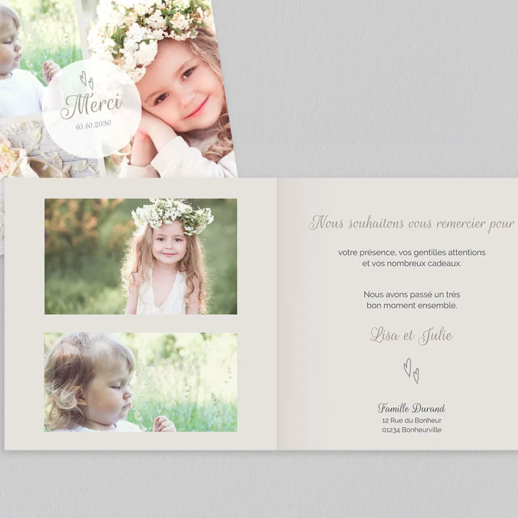 Carte Remerciement Baptême Photo^Planet cards Journée en Coeur