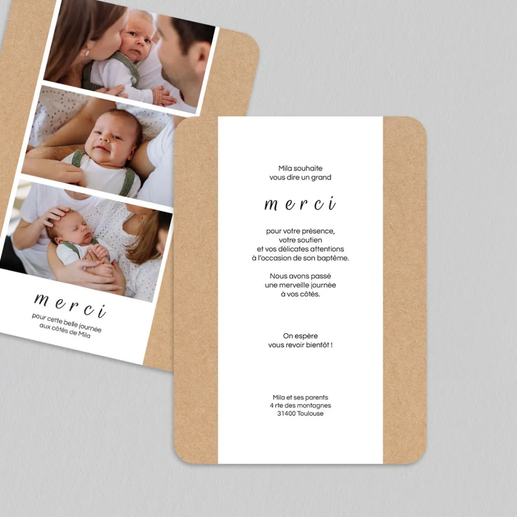 Carte Remerciement Baptême Photo^Planet cards Journée en Famille