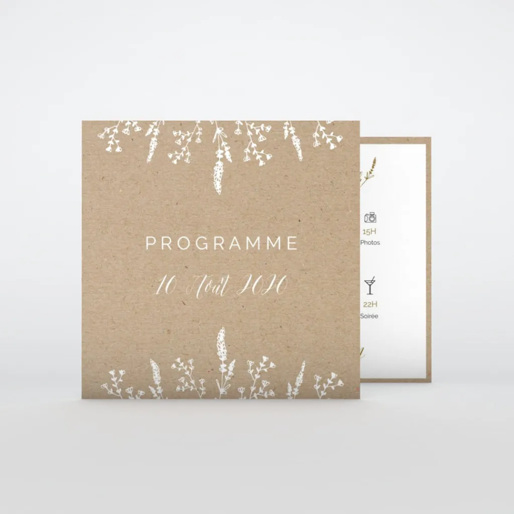Programme De Mariage^Planet cards Kraft champêtre
