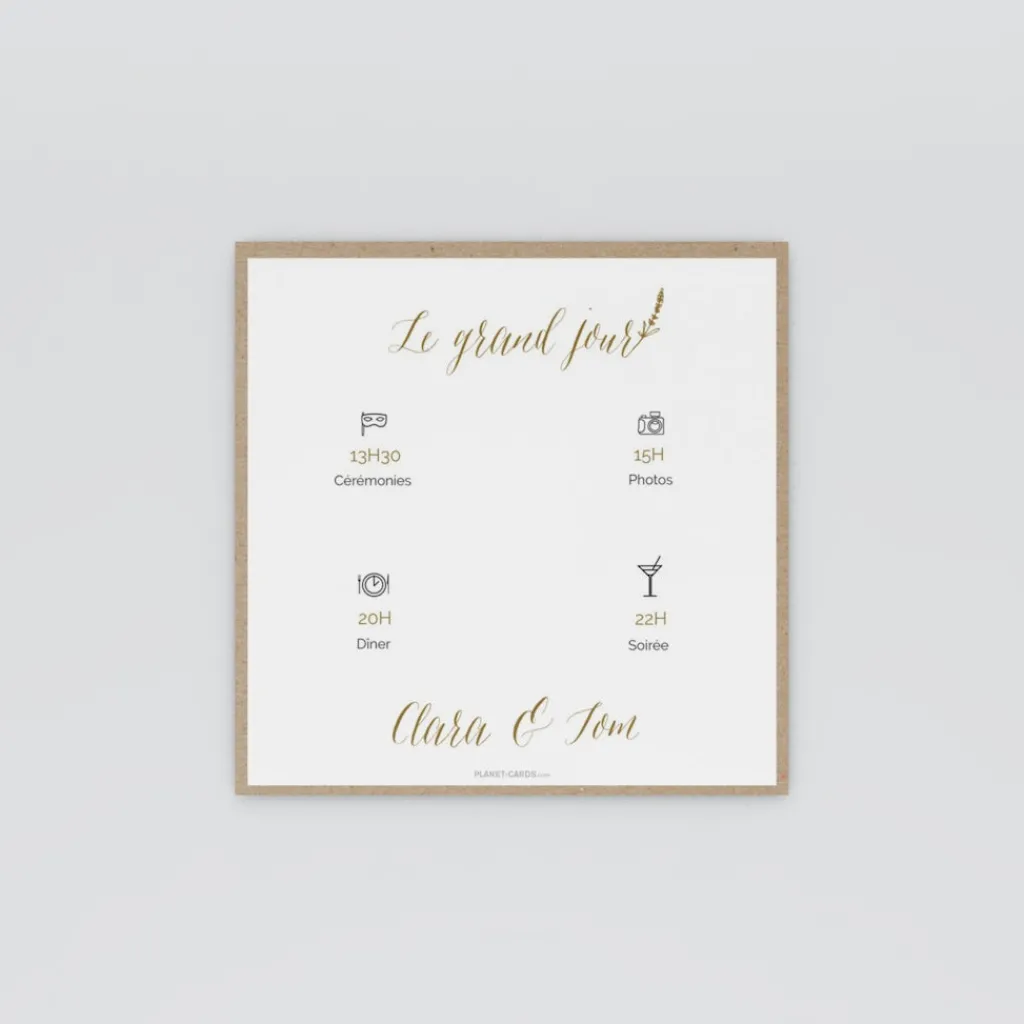 Programme De Mariage^Planet cards Kraft champêtre