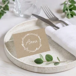 Marque-place Mariage^Planet cards Kraft champêtre