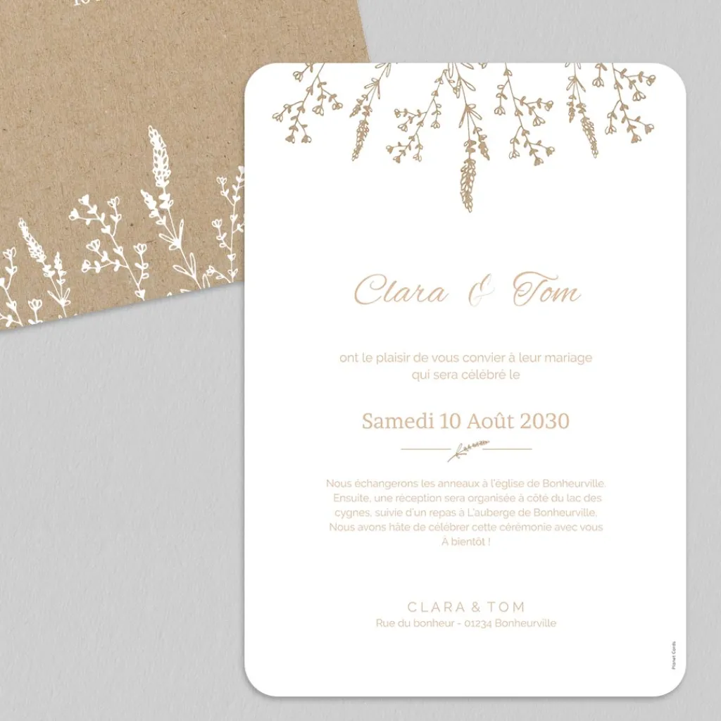 Faire-part Mariage Champêtre | Gamme Complète^Planet cards Kraft champêtre