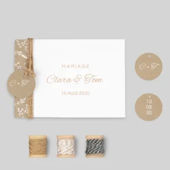 Faire-part Mariage Champêtre | Gamme Complète^Planet cards Kraft champêtre