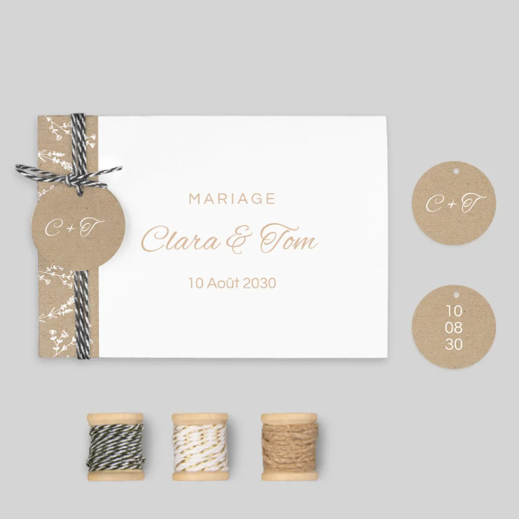 Faire-part Mariage Champêtre | Gamme Complète^Planet cards Kraft champêtre